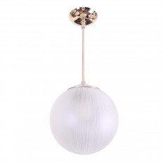 Pendant ceiling fixture with spherical glass shade
